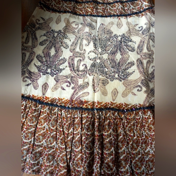 Sz 10🎈Vintage Indian Paisley Beaded Cotton Skirt - Picture 10 of 16